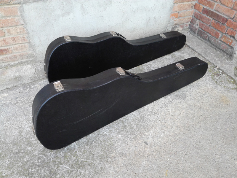 funda guitarra bajo instrumento musica carton negro terciopelo rojo 10.5x121x39 2u